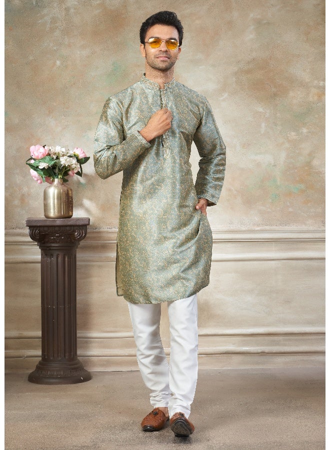 OUTLUK Green Premium Silk Kurta for Men - Image 1